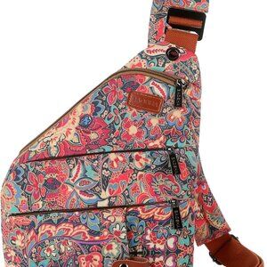 Women's Floral Small Sling Bag Anti Theft Travel purse Bag Crossbody Chest Shoul